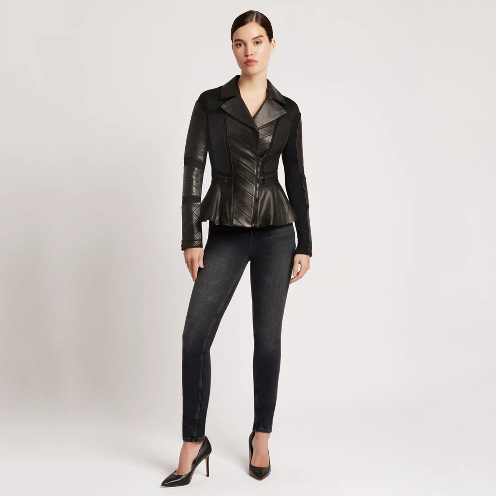 Blanc Noir Moto Mesh Peplum Jacket Harem Co